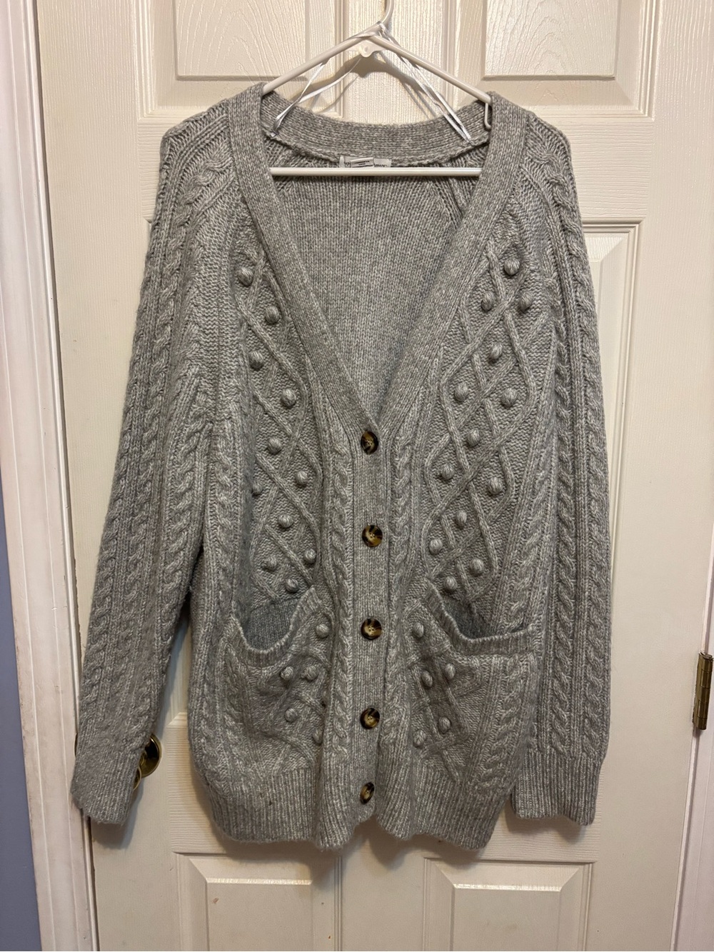 Cupcakes and Cashmere Long Bobble Cable Cardigan Sweater - Large
